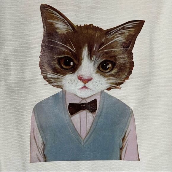 New Cat Print Canvas Bag - Picture 3 of 4